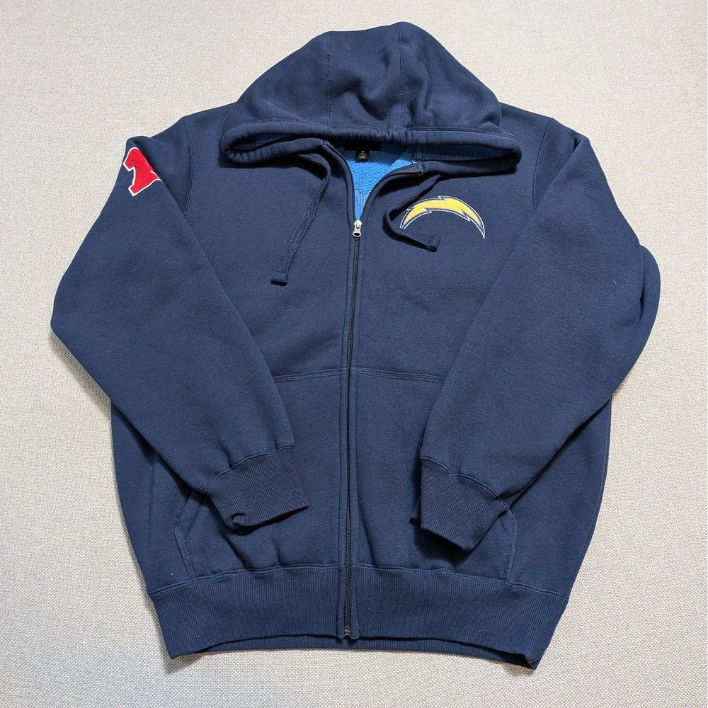 NFL San Diego Chargers Hoodie Men's M Navy Full Zip Fleece Lined AFC Embroidered
